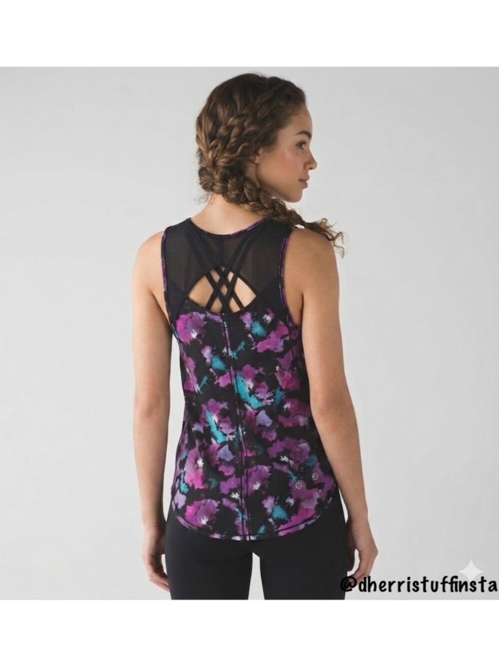 Lululemon Sculpt Tank Top UPF 50+ Running Mesh Bloom Black Fuschia Size 4 - Picture 10 of 10